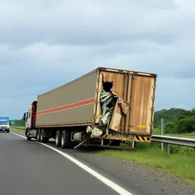 carreta tomba em Santos
