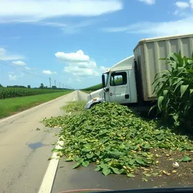 Caminhão derrama soja rodovia Anchieta